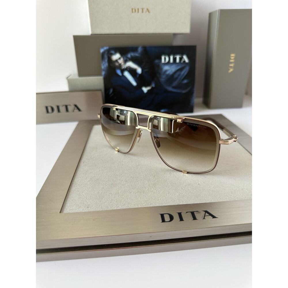 MACH-FIVE DRX-2087-I GLD BRN BRUSHED WHITE GOLD-BROWN GRADIENT SUNGLASSES - Picture 10 of 10